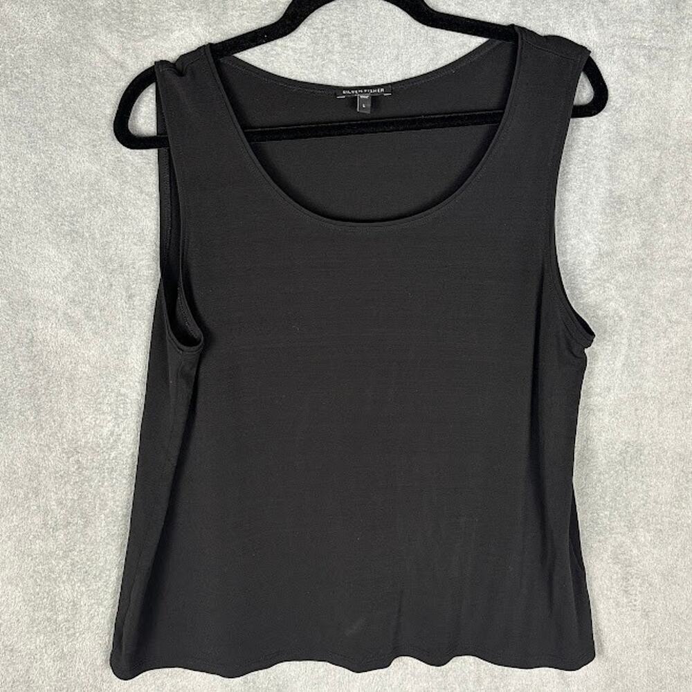 Eileen Fisher Top Womens Large Black Silk Sleeveless Cami Quiet Luxury Neutral